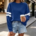 thumbnail image 7 of Hurxie Women's Lightweight Striped Sweatshirts Loose Basic Pullover Color Block Crew Neck Long Sleeve Sweatshirts for Casual Daily Wear, 7 of 7