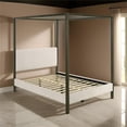 thumbnail image 4 of Pemberly Row King Canopy Bed w/ Padded Headboard & Bronze 4 Post Frame in Ivory, 4 of 6
