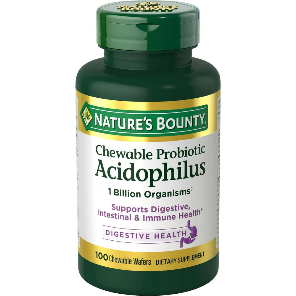 Nature's Bounty Chewable Probiotic Acidophilus Wafers, 100 Ct Walmart