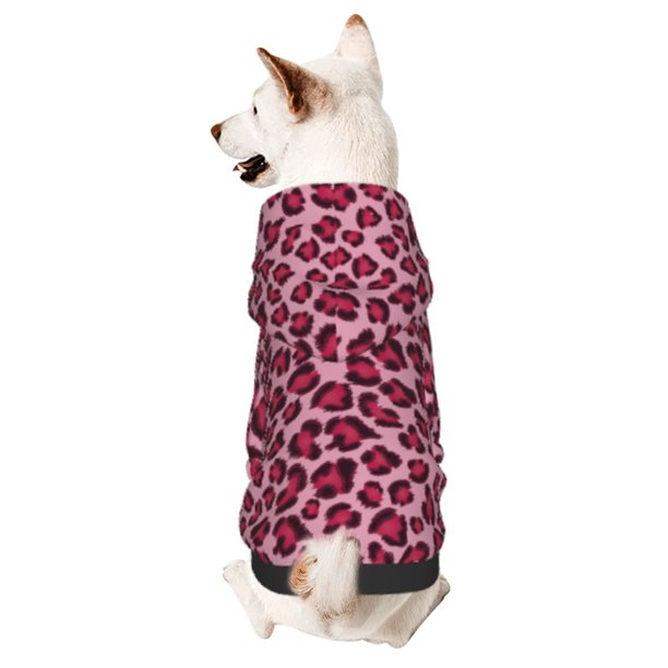 Fotbe Rose Leopard Print Sudadera con Estampado para Perros Pequeños – Suéter con Capucha para Mascotas, Tela Suave de Forro Polar con Bolsillo-Medium
