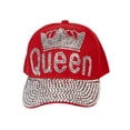 thumbnail image 1 of Casquette de Baseball Queen pour Femmes avec Pierres de Couronne Usées - Rouge, 1 of 2