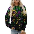 thumbnail image 2 of Gamivast Carnival Tops for Women Plus Size Long Sleeve Trendy Mask Graphic Blouses Funny Crewneck Drop Shoulder Tunic Sweatshirts Holiday Mardi Gras Shirt, 2 of 6