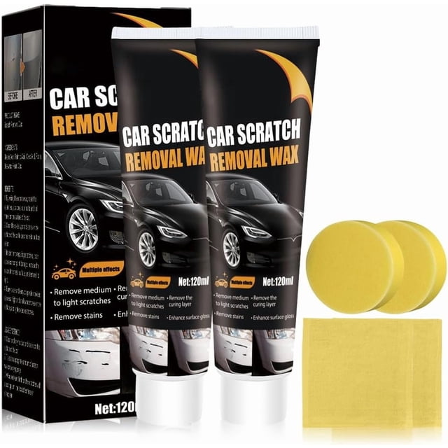 Car Scratch Remover Kit with Sponge for Auto Paint, 120ml Swirl & Scuff Repair Wax