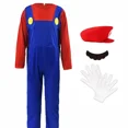 thumbnail image 2 of Disfraces de cosplay de los hermanos fontaneros, divertidos trajes de carnaval de Halloween para hombres y mujeres, mono elegante con sombrero, bigote y guantes., 2 of 6