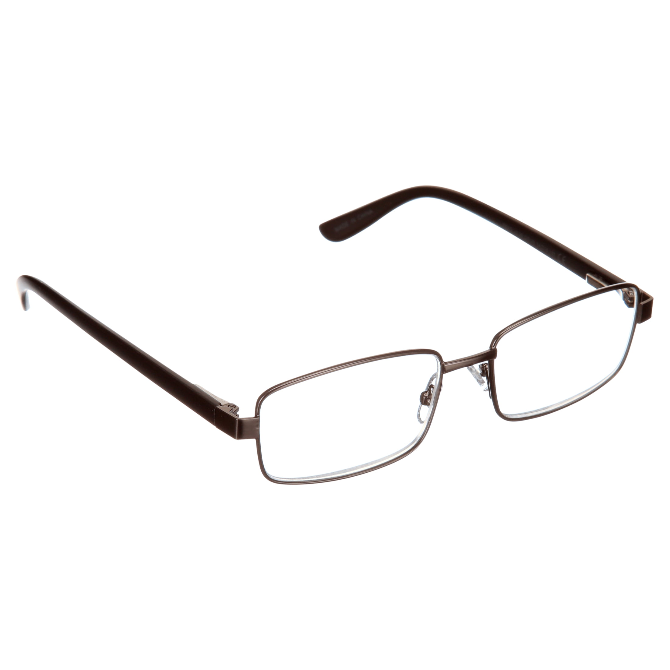 (2 pack) M+ Mens Rectangular Metal Reading Glasses Dgun 3.25 Reed in Gunmetal with Matte Black Temples