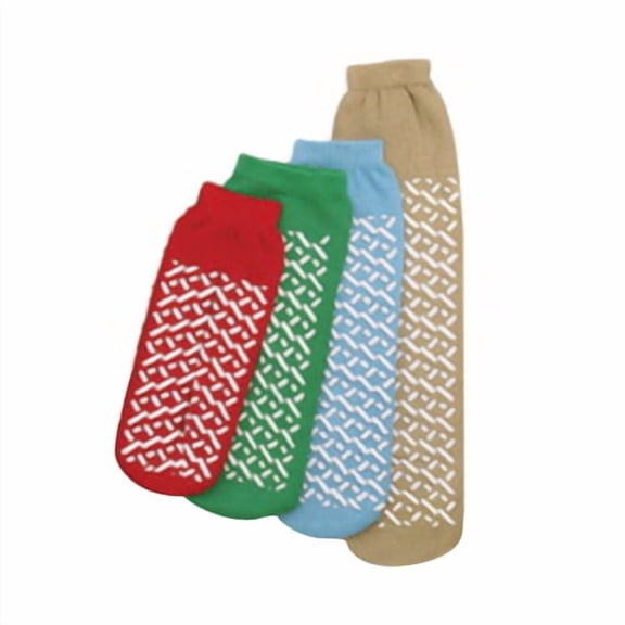 Medline Single-Tread Slippers Socks Small, Red - 1 Pair