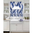 thumbnail image 3 of Blue White Moire Swag Curtains for Living Room/Bedroom Windows, Modern Abstract Art Kitchen Curtains and Valances Set 36 Inch Length, Light Filtering Swags Valance Curtain Panels, 3 of 5