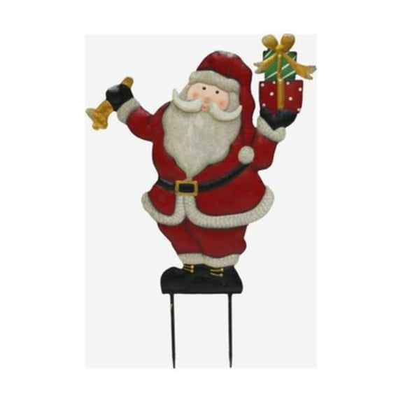 Good Tidings G48 MR181535X 27 in. Bell Ringing Santa Yard Art Stake - Multi Color