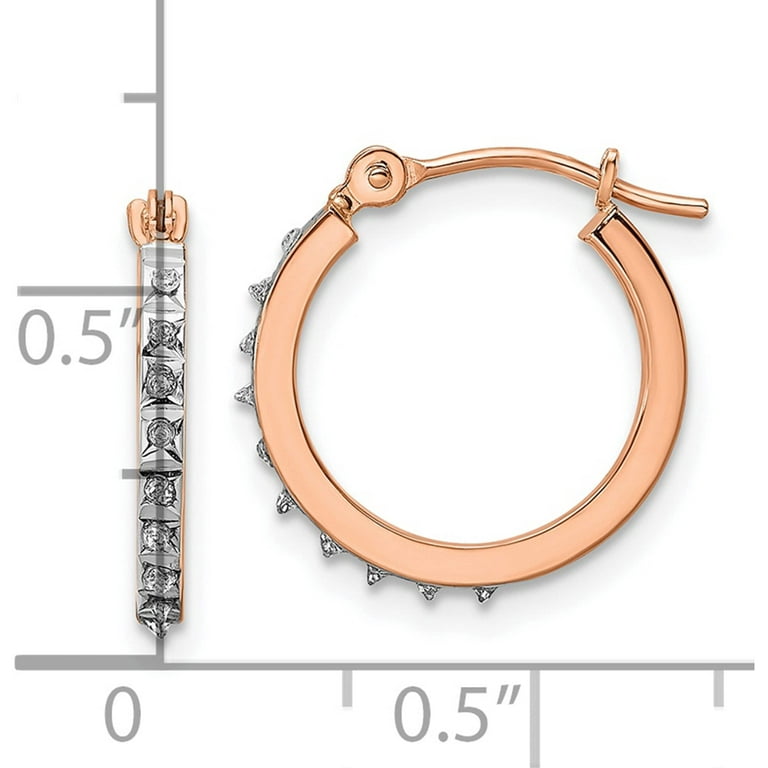 14K Rose Gold Diamond Fascination Round Hoop Earrings (15.22 X 14.67) Made  In United States df344 