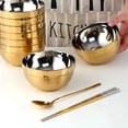 thumbnail image 4 of Meisha 304 Stainless Steel Bowl Set, Includes 20oz Rice Bowls, Soup Spoons, Chopsticks, Metal Serving Bowls, Double Walled Soup, Cereal, for Home Kitchen Restaurant - 24PCS, Gold, 4 of 7