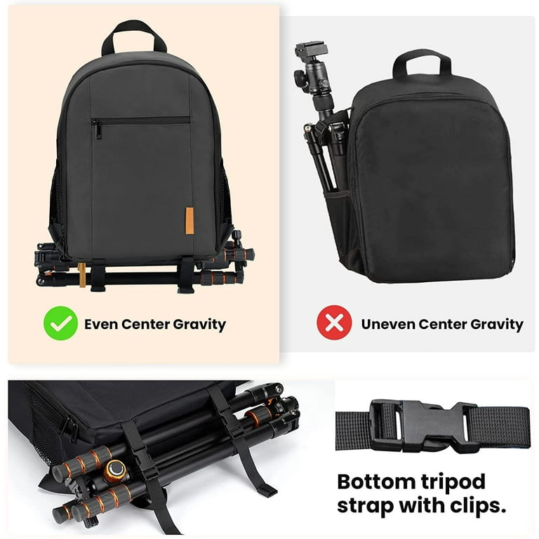 Camera Bag Professional Camera Backpack with Rain Cover Laptop Compartment  Waterproof Photography Backpack Case for Women Men Photographers DSLR SLR  Mirrorless Camera Lens Tripod Black TB-S - Walmart.com