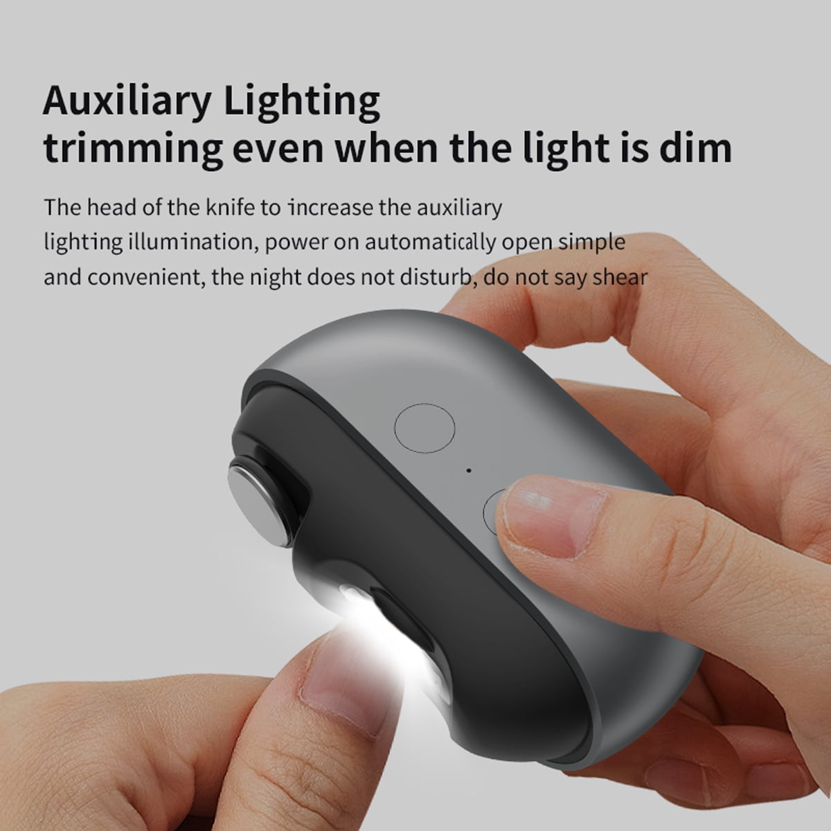 Electric Nail Clipper, 3-in-1 Electric Nail Trimmer & Polisher with LED Light, Easy-Grip Rechargeable Nail Cutter with Built-in Storage for Home & Travel Use (Gray)