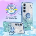 thumbnail image 3 of (3in1 for Samsung Galaxy S23 FE Case for Women Girls Glitter Girly Cute Bling Flowers Blue Phone Cases with Ring Stand Design Sparkle Floral Shiny Pretty Cover for Samsung S23 FE 5G 6.4'', 3 of 12