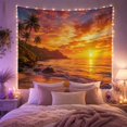 thumbnail image 2 of Tropical Coast Sunset with Palm Trees & Rocky Beach, Dramatic Boho for Coastal Decor Lovers, Scenic Wall Art, Housewarming Gift, Tapestry Wall Hanging for Bedroom and Living Room, 2 of 7