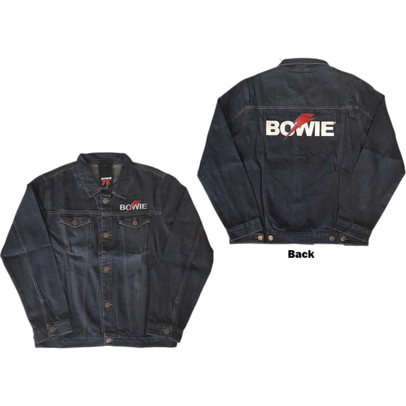 David Bowie Unisex Denim Jacket Flash Logo (Back Print) (Small)