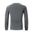 thumbnail image 3 of PEASKJP Men's Solid Color Long Sleeve V Neck Slim Button Fashion Comfortable Top(Dark Gray,M), 3 of 8