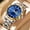 Two-tone blue dial men's watch, variant on Men's watch, women's quartz watch, waterproof, luminous, dual calendar, fashionable wristwatch, unisex watch, business trendy unisex wristwatch