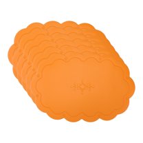 Unique Bargains Set of 6 Leather Waterproof Placemats for Kitchen Dining Table Orange