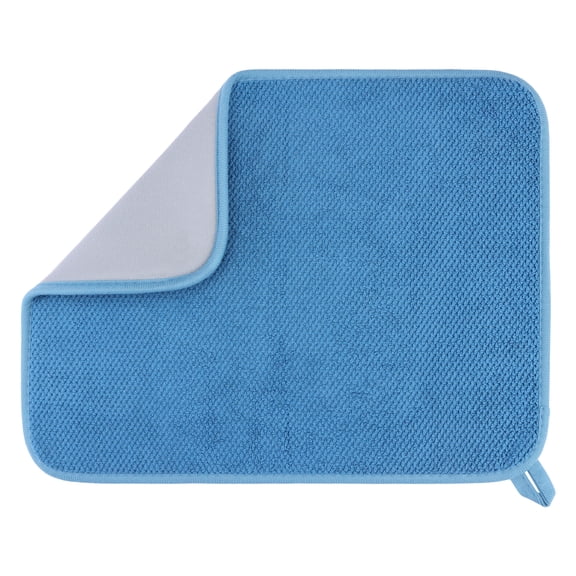 Unique Bargains Absorbent Microfiber Drying Mat for Kitchen Counter Blue 15.7*11.8 inch