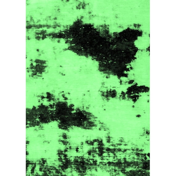 Ahgly Company Indoor Rectangle Abstract Emerald Green Modern Area Rugs, 4' x 6'