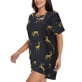 thumbnail image 2 of Susaid Christmas Deers Print Women's Pajama Set, Button-Up Sleepwear with Elastic Waist Shorts, Perfect for Lounging, Yoga, Beach, and Casual Wear-Large, 2 of 7