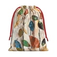 thumbnail image 3 of Super Soft Fabric Gift Bag Contraction Free Bag Mouth Pull Rope Design Red Ribbon Mouth For The Festival Abstract Leaves (4) Small, 3 of 8