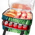thumbnail image 5 of Palm Leaves Double Layered Insulated Lunch Bag with Two Compartments - Large Capacity Hand Carry Meal Bag, 7.1x11.4x16.1 inches, 5 of 6