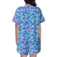 thumbnail image 4 of Womens Pajama Sets With Pocket, blue purple Rainbow fish scale Lounge Sets Short Sleeve Sleepwear PJ Sets for Women, 4 of 6