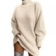thumbnail image 5 of Vestido de suéter para mujer, elegante vestido de suéter de cuello alto para mujer para otoño e invierno, suéter holgado y cálido con mangas largas, 5 of 5