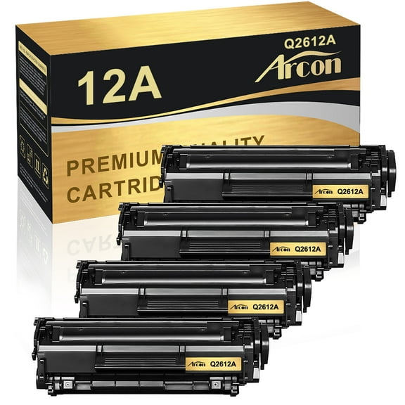 Arcon 4-Pack Compatible Toner for HP 12A Q2612A works with LaserJet 1022 1022nw 1010 1012 3050 3055 3052 M1005MFP M1319MF Printers (Black)