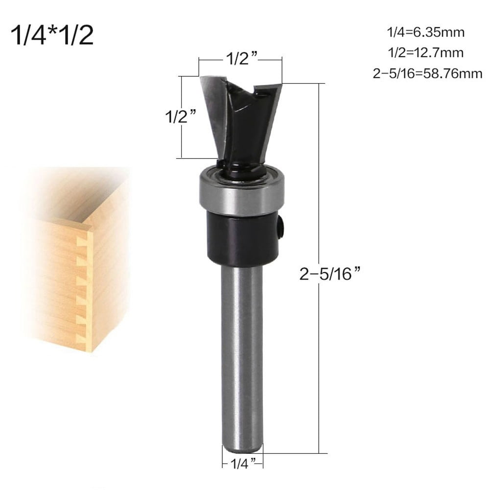 2pcs 1/4" Shank Carbide Dovetail Router Bit Woodworking Cutter With Bearing 2pcs 1/4" Shank Carbide Dovetail Router Bit Woodworking Cutter With Bearing