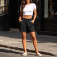 thumbnail image 4 of Womens Athletic Shorts Bermuda 6" High Waisted Hiking Shorts with Pockets Casual Summer Quick Dry Wear for Women Golf Black XXL(XXL), 4 of 6