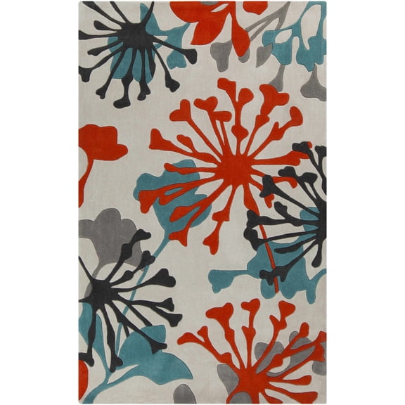 BoutiqueRugs Dickens Contemporary Area Rug - Teal, Red, Off White - 9' x 13'