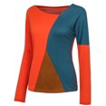 thumbnail image 4 of Camiseta informal de manga larga con cuello redondo y costuras en contraste para mujer Fridja  ghj987+1038, 4 of 5