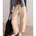 thumbnail image 6 of Women'S Corduroy Pants Mid-Rise Elastic Waist Cord Pant Casual Wide Leg Baggy Trouser with Pockets Cream White XL, 6 of 9