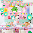 thumbnail image 5 of Squishmallow Birthday Decorations,Squishmallow Party Decorations & Squishmallow Party Tableware Set - Squishmallow Party Plates Cups Napkins Backdrop Balloons Banner etc Squishmallow Party Supplies, 5 of 7