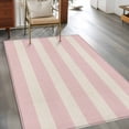 thumbnail image 3 of Pink Striped Kitchen Runner Rug 2.7x5 Washable Runners for Hallway Non Slip Retro Minimalism Classic Stripes Lines Large Area Rug Indoor Floor Carpet for Bathroom Laundry Entryway Bedroom Living Room, 3 of 9