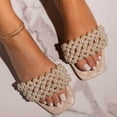 thumbnail image 6 of CQONEPT Cute Flat Slides for Womens Dressy Flat Sandals Summer Square Open Toe Sandals Flats Ankle Strap Comfortable Slip On Slide Sandals Fashion Shoes Size 5 White, 6 of 6