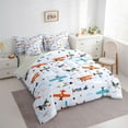 thumbnail image 4 of Manfei Cartoon Helicopter Kids Twin Bedding Sets 7-Piece, Kawaii Airplane Vehicle Bedding Comforter Set, Stars Cloud Print Reversible Sheet Sets, Luxury Bedroom Decor, 4 of 8