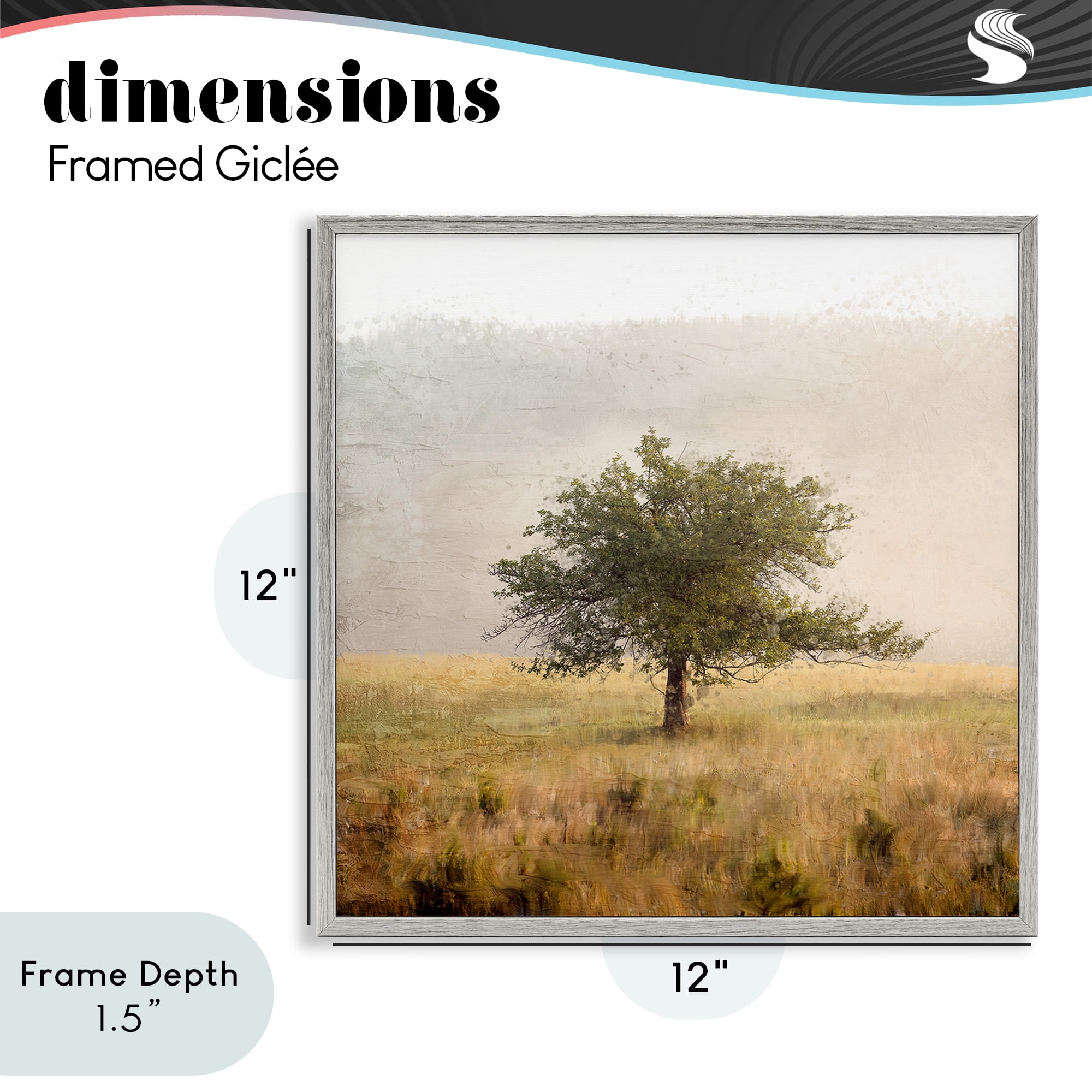 Stupell Industries Tree Alone in Golden Field Gray Framed Giclee Art, design by Anne Bailey