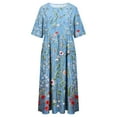 thumbnail image 4 of TMOYZQ Women's Short Sleeve Crew Neck T-Shirt Dress Flower Printed Long Maxi Dress Summer Loose Casual Flowy Vacation Dress with Pocket, 4 of 4
