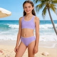 thumbnail image 2 of Girls Swimsuit Teen Crisscross Tie Back Bikini Sets Two Piece Bathing Suit Kids Swimwear Size 8-14 Years(Purple,10Y), 2 of 7