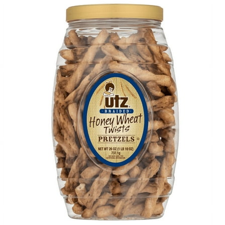 Utz Braided Twists Honey Wheat Pretzels, 26 oz Barrel