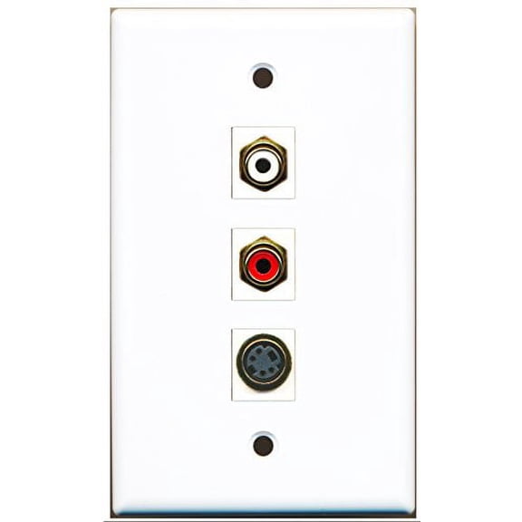 RiteAV - 1 Port RCA Red and 1 Port RCA White and 1 Port S-Video Wall Plate