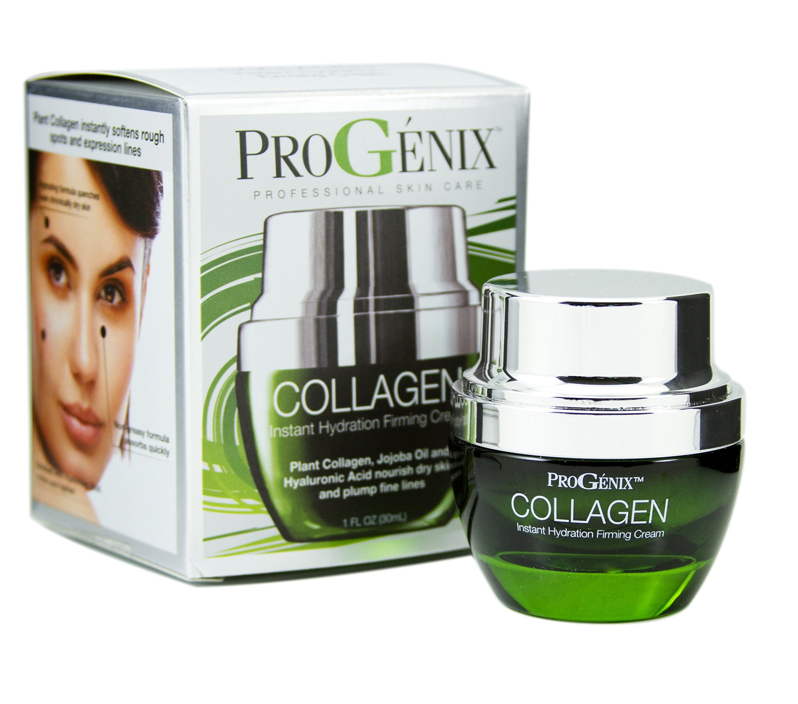 Progenix Collagen Instant Hydration Firming and Plumping Face Cream with Hyaluronic Acid and Jojoba Oil. 1 fl oz