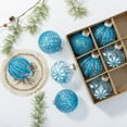 thumbnail image 2 of HomeDM 9Pcs Christmas Balls Ornaments - Blue Shatterproof Christmas Tree Ornaments Plastic Hanging Balls for Holiday Wedding Party Decoration, 2 of 2