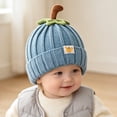 thumbnail image 6 of KPOPLK Pumpkin Knit Beanie Hat Infant Kids Toddler Boys Girls Cute Halloween Hat(One Size,Blue), 6 of 7