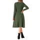 thumbnail image 3 of Vestido de punto de manga larga para mujer INSPIRE CHIC, con cuello redondo, cinturón en la cintura, ajustado y de corte midi, color verde oscuro, talla XS, 3 of 5