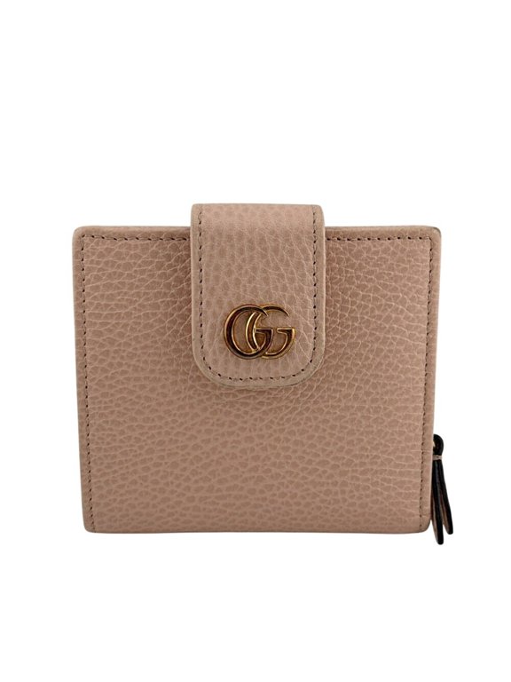 Pre-Owned GUCCI 523193 Double G Compact GG Marmont Bi-fold Wallet Pink