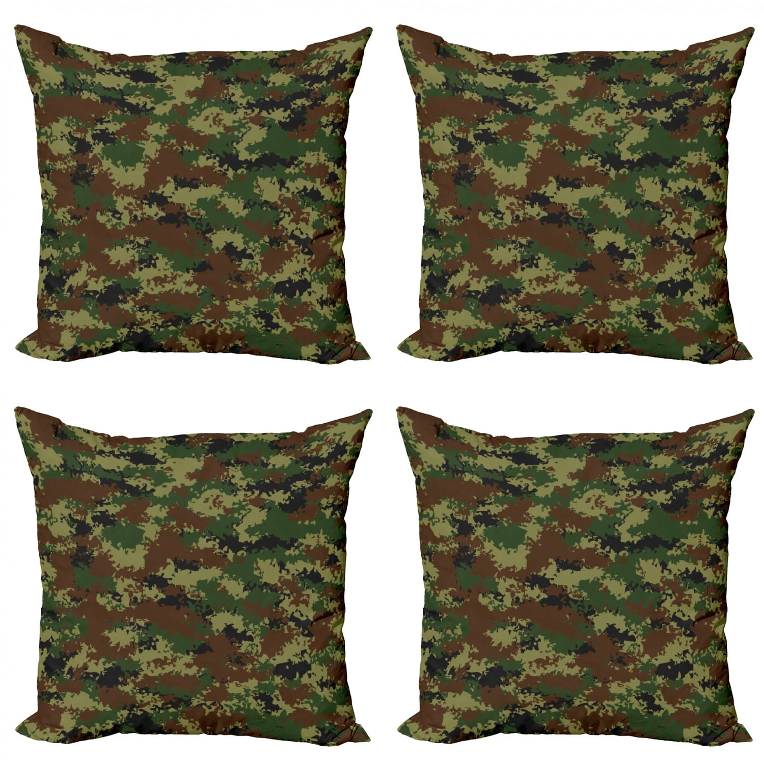 Camo Throw Pillow Cushion Case Pack of 4, Grunge Graphic Camouflage